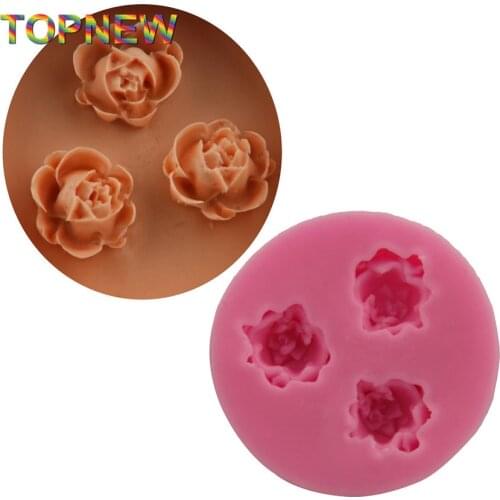 Cake Decor 3 Holes Rose Silicone Mold DIY Sugar Craft Tools 2253