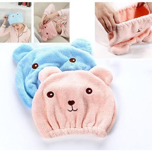 Four Seasons Pink Hair Drying Turban Soft Women Premium Hair Protection Anti Frizz Absorbent Blue Hair Drying Wrap Quick Drying