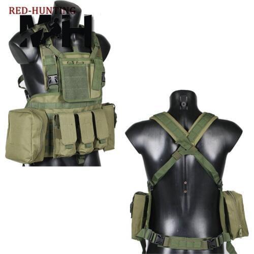 USMC Tactical Combat Molle RRV Chest Rig Paintball Harness Airsoft Vest W Canteen Hydration Rifle Mag Pouch Multicam