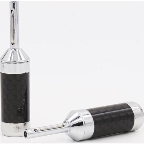 VB004 High Quality Carbon Fiber Rhodium Plated Banana Plug Audio HIFI Speaker Cable Plug