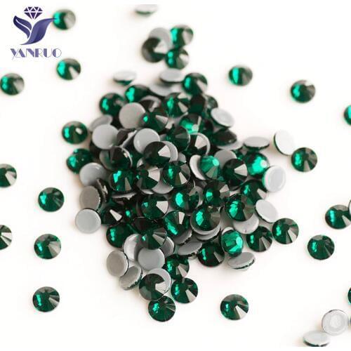 YANRUO 2058HF Emerald HotFix Rhinestones Strass Hot-Fix Crystal Iron On Glass Stones Rhinestones For Crafts