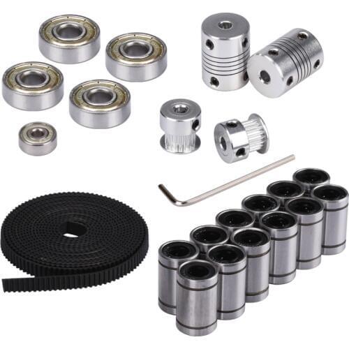3D Printer Parts Reprap i3 Movement Kit GT2 Belt Timing Pulley 608ZZ Bearing LM8UU 624ZZ Bearing Coupler Shaft 5*5 or 5*8