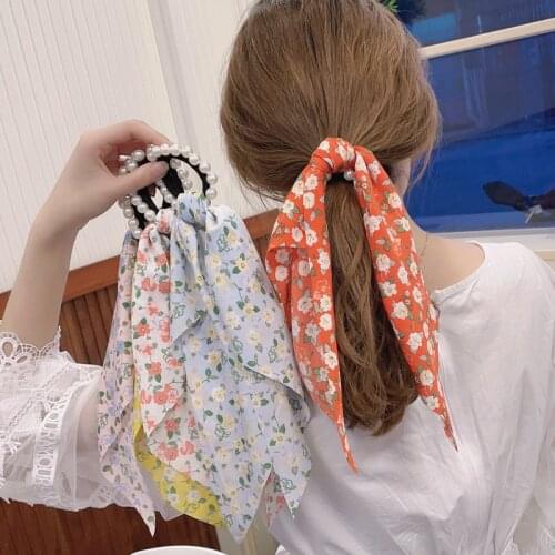 42 Colors Fashion Bowknot Pearls Elastic Hair Bands Women Scrunchies Headband Ponytail Holder Hair Ties Girls Hair Accessories