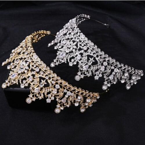 Bridal Crown Headwear Luxury Alloy Zircon Inlaid Headband for Female Wedding Birthday Hair Accessories JL