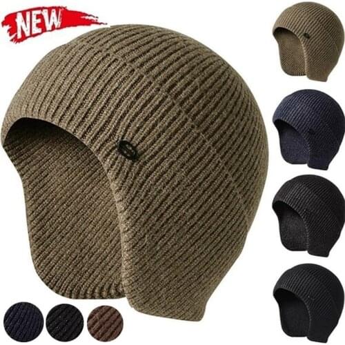 Imitation Rabbit Velvet Men Women Unisex Winter Hat Knitted Woolen Beani Hat Earmuff Ear Protector Warm Thermal Cycling Ski Cap