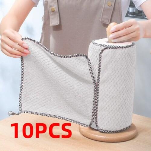 10/5/2pcs Microfiber Towel Household Kitchen Rags Gadgets Cleaning Cloth Non-stick Oil Thickened Cleaning Cloth Absorb Washing