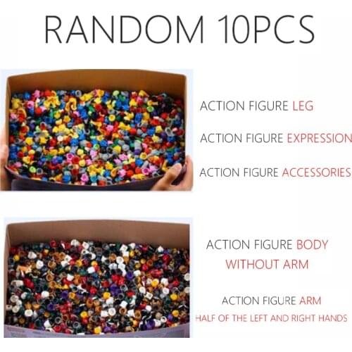 10pcs/set Random Action Figure Helmet Hair Body Arm Leg Accessories Building Blocks Parts Accessories Educational Montessori Toy