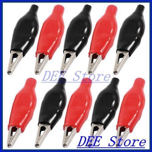 10 x Plastic Covered Test Lead Alligator Clips Clamps 37mm