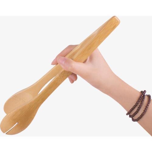 100pcs Large Bamboo Food Toaster Tongs Bamboo Salad Cake Snack Clip Grip Bread BBQ Tongs Kitchen Tools Clamp Cooking Utensils