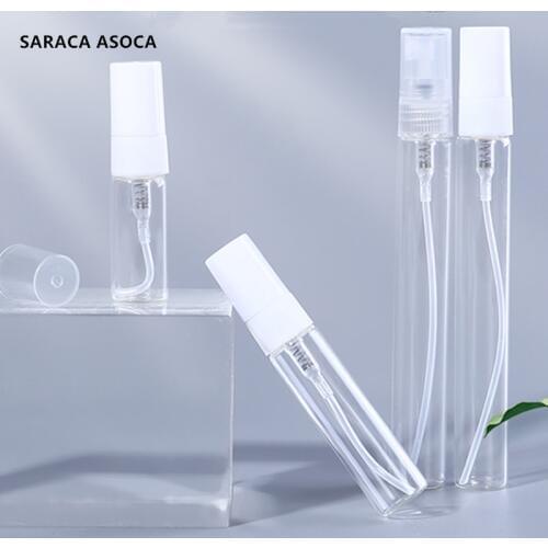 100pcs/lot 5ml mini Glass Perfeme Spray Bottle For Sample Black white clear color Transparent Glass Atomizer Empty Bottle