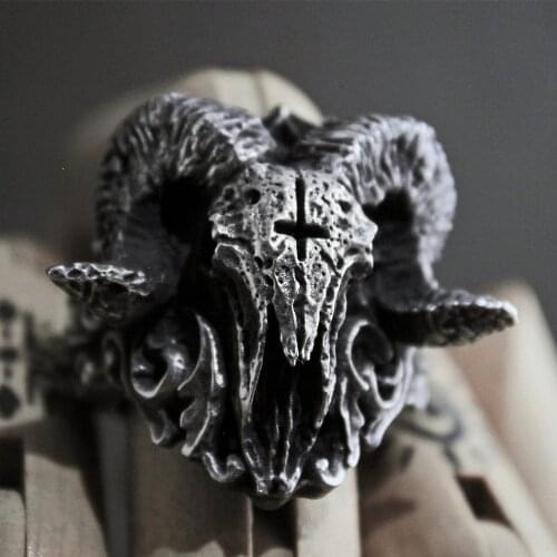 2021 New Punk Ring Jewelry Goat Skeleton Scary Accessories for Men Women Carnival Party Halloween Skull Medieval Ring