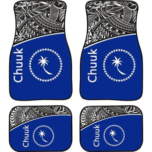 4pcs/Set Universal Car Front Rear Floor Foot Mats Anti-Slip Chuuk Micronesia Print Car Mat Carpet Fit for Most Cars Blue