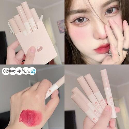 5PCS/SET Moisturizer Glazed Lip Gloss Waterproof LongLasting Matte Velvet Lip Stick Maquillage Lipstick Sexy Red Makeup Lip Tint