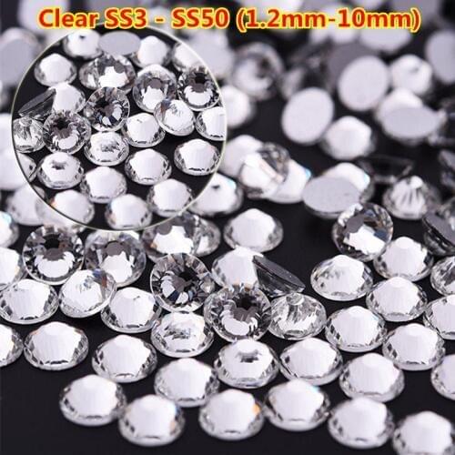 Promotion!Top quality SS3-SS50 Clear Crystal White 3D Nail Art Decoration rhinestones Silver Flatback swarovsky nail rhinestones