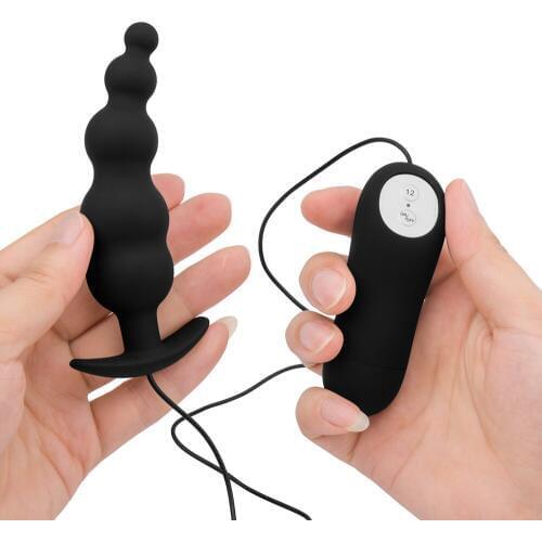 Erotic Soft Silicone Prostata Massage Waterproof 12 Speeds Butt Plug Anal Beads Dildo Vibrator Adult Sex Toys for Woman Men