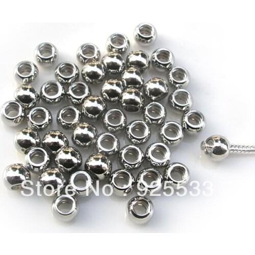 Free shipping 50pcs/lot silver plated copper stopper beads screw non-slip buckle fit European DIY bracelet jewelry