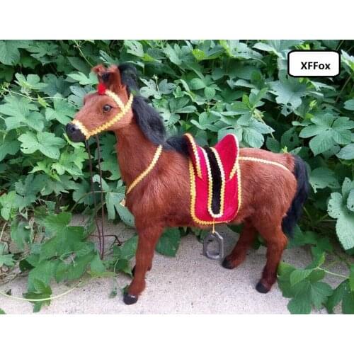 Big real life horse model with saddle plastic&furs simulation brown horse doll gift about 50x45cm xf1888