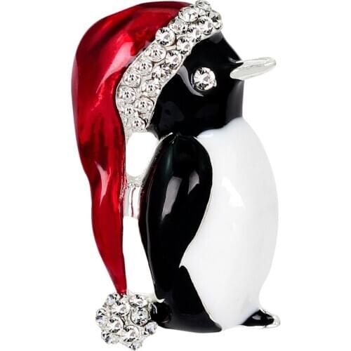 Wholesale 1PC Fashion Small Brooch Jewelry Christmas Gift Hot Selling Cute Kawaii Animal Penguin Crystal Brooch Pin