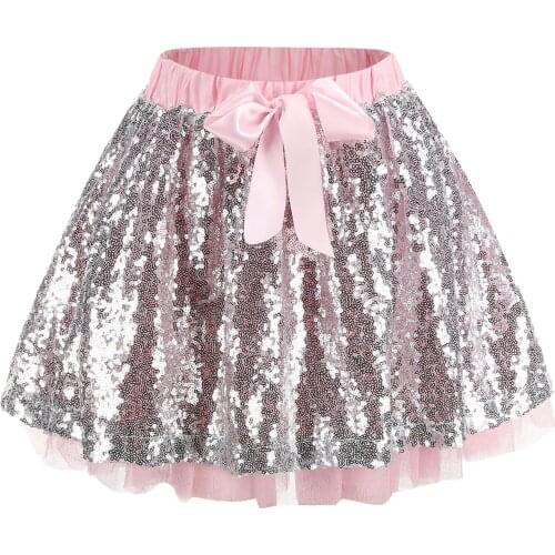 Children Girls Sequined Dancing Skirt Bling Bling Kids Princess Petti Skirt Lovely Shiny Suspender Skirt Girls 's Clothing