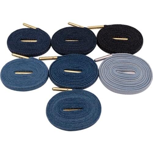 8MM DENIM Shoelaces With Golden Siliver alloy Tips Office Business Men Women Boot Shoe Durable Lacets 2021