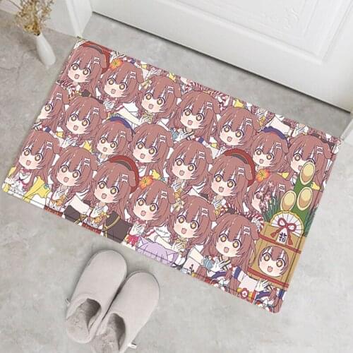 Flannel Material Entrance Door Mat Hololive Cartoon Kitchen Floor Carpet Rectangular Not-slip Rug Decor For Home Rugs Hallway