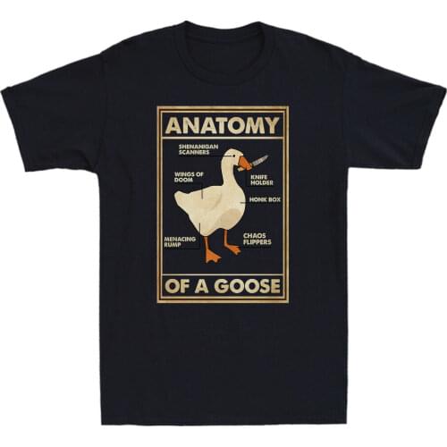 Anatomy Of A Goose Funny Duck Graphic Gaming Gamer Vintage Mens Black T Shirt Harajuku Gothic Men Tshirt Ullzang Streetwear Top