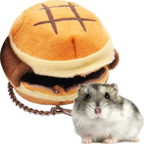 Hamburger Hamster Bed Mini Flannel Hamster Hanging Cave Pet Sleeping Bed Pet Bed Mouse House Small Animal Nest Winter Warm