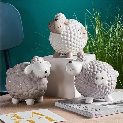 [HHT] Nordic Ceramic Piggy Bank Desktop Ornaments Living Room TV Cabinet Bookshelf Childrens Room Decoration Birthday Gifts