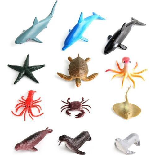Simulation marine animal models small sets of marine organisms shark starfish childrens toys early education