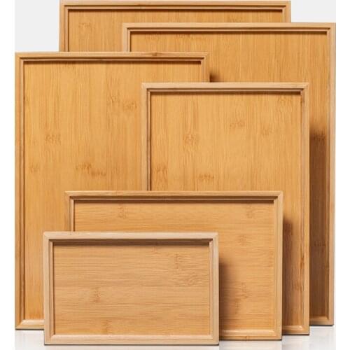 Square Bamboo Storage TrayDried Fruit Display Plate for Household UseCosmetics and Skin Care Products TrayDesktop Ornaments