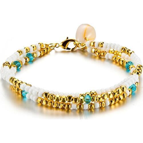 Fashion Vintage Shell Pendant Multilayer Charm Beaded Bracelet Set Handmade Bracelet for Women Ethnic Jewelry Gifts