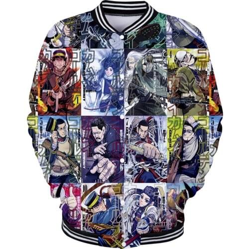 2021 Fashion boys Oversized Jacket GOLDEN KAMUY mens Hoodie Baseball Uniform Long Sleeve Spring Winter Sweatshirts Clothing