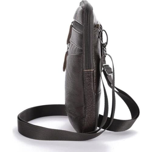 Mens Genuine Leather Fashion Phone Pouch Belt Bag Shoulder Crossbody Waist Pack Q1FA