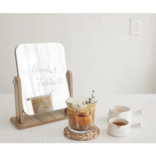 New Solid Wood Desktop Makeup Mirror Simple Dressing Mirror Portable Wooden High-definition Beauty Mirror