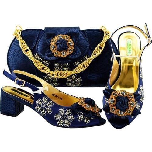 New Arrival Designer Shoes Women 2018 Shoes and Matching Bag for Nigeria Party Nigerian Women Wedding Shoes and Bag Sets MM1071