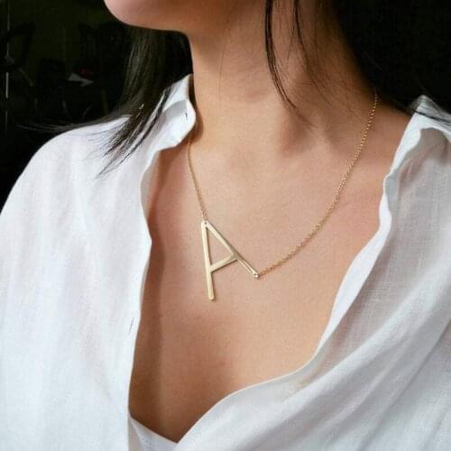 Personalized Initial Necklace Choker A-Z Letter Necklace Stainless Steel Pendant Large Initial Necklace Jewelry For Women Gifts