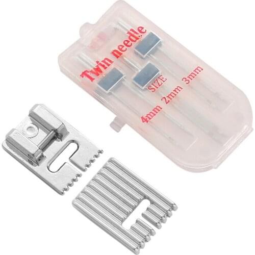 3 Sizes Twin Needles and Wrinkled 9 Grooves Sewing Presser Foot For Sewing Machine Size 2/90 3/90 4/90 Multifunctional Fittings