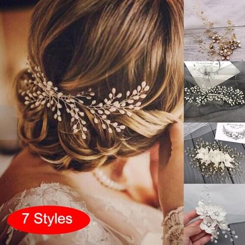 Trendy Crystal Pearl Hair Combs Wedding Bridal Hair Jewelry Ornament Head Piece Decoration Rhinestone Bride Hair Comb