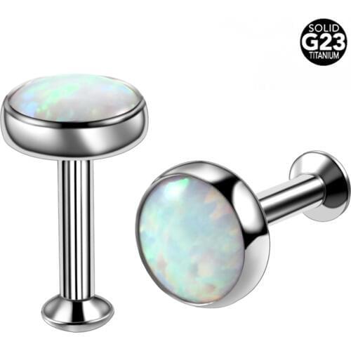Fashion 1PC 16g Opal Stone Stud Earrings Titanium Ear Cartilage Tragus Helix Barbell Earrings Piercing Sexy Girls Jewelry