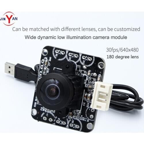 0.3MP wide dynamic low noise Undistorted HD USB camera module OV7740 Backlit photo 180 degree wide-angle camera