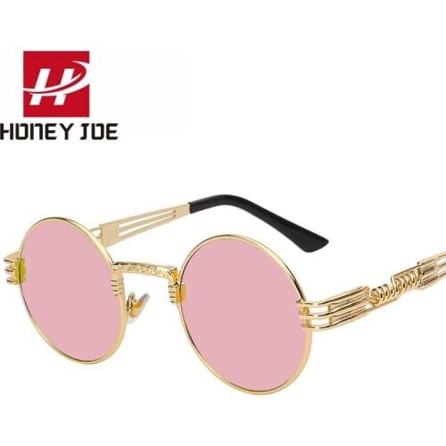 Vintage Gothic Steampunk Sunglasses Men Women Metal Wrap Frame Eyeglasses Round Shades Brand Designer Sun glasses Mirror UV400