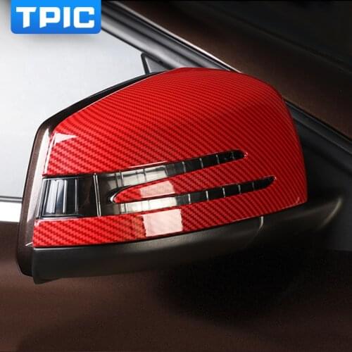 TPIC 1Pair Carbon Fiber Side Rearview Mirror Cap Cover Trim For Mercedes Benz A B C E S CLA GLK GLA Class W204 W246 Accessories