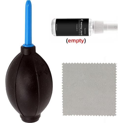 Air Blower Cleaner + Microfibers Cleaning Cloths + Bottle Cleaning Kit for DSLR Cameras Lens Canon, Nikon, Pentax, Sony, Fuji