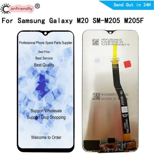 LCD Display For Samsung Galaxy M20 M205 SM-M205F M205G M205FN/DS LCD Display Screen Touch Panel Digitizer With Frame Assembly