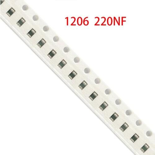 100pcs 220NF X5R Error 10% 50V 1206 0.22UF 224 smd capacitor