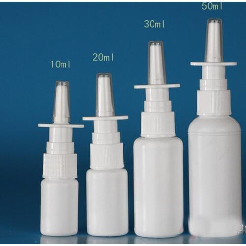 2Pcs/Lot 50ml White Empty Plastic Nasal Spray Bottles Pump Sprayer Mist Nose Spray Refillable Bottles For Medical Packaging RB24