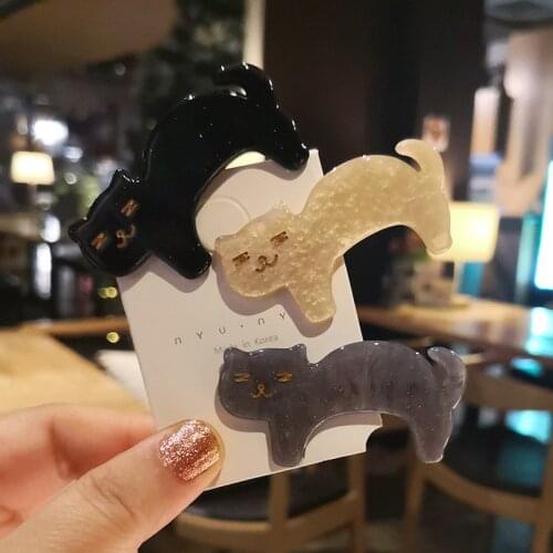 2019 Cute Kitten Cat Hairclip Acrylic Acetate Plate Hair Clips Japanese Small Fresh Duckbill Clip Hair Accessories Korean