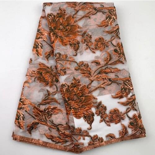 African Mesh Tulle Lace Fabric 2021 High Quality Gilding French Jacquard Brocade Lace Fabric 5 Yards For Nigerian Party 0004