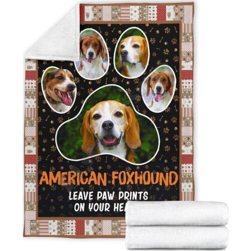 American foxhound leave paw prints on your heart 3D Printed Wearable Blanket Adults/kids Fleece Blanket Sherpa Blanket