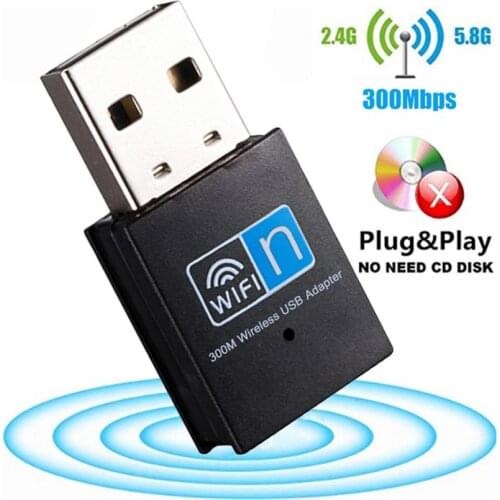 Cordless WiFi Bluetooth Adapter 300Mbps USB WiFi Adapter Receiver 2.4G Bluetooth V4.0 Network Card Transmitter For PC Laptop